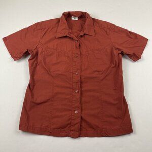 Sorel Button Up Shirt Women’s M Short Sleeve Cotton Red Outdoors Casual
